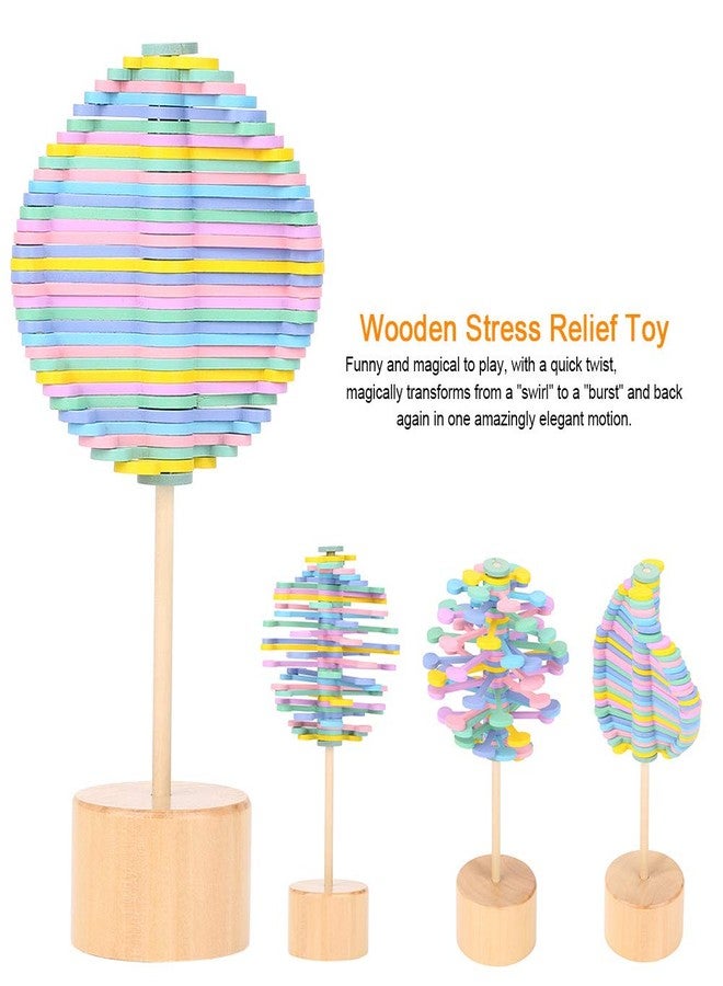shenruifa Wood Spin, Wooden Rotating Lollipop Funny Stress Rotary Relief Decompression Toy for Children Adults Home Decor (Macaron Color) - Image 3